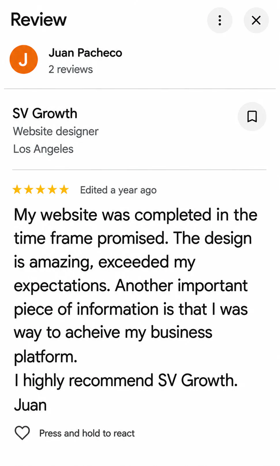 App review interface